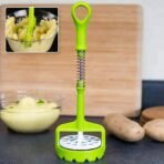 Multi-Functional One-Handed Plastic Manual Mashed Potatoes Masher Comfort Grip, Stainless Steel Spring Design (1 Pc) - Image 2