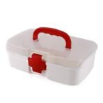 Portable First Aid Box with Transparent Lid & Detachable Tray ? 3 Compartments for Organized Storage