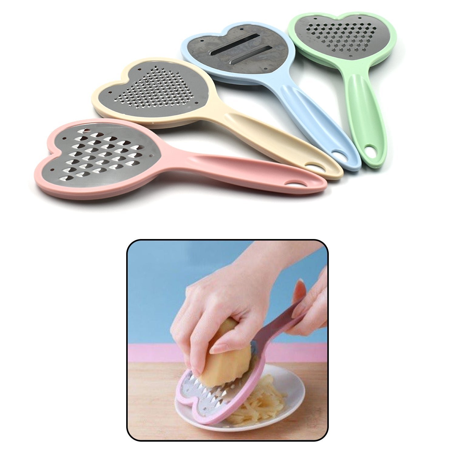 03_0d37d004-e25a-4863-9df5-db281e84eacd_1500x1500.jpg Heart Grater Set and Heart Grater Slicer Used Widely for Grating and Slicing of Fruits, Vegetables, Cheese Etc. Including All Kitchen Purposes. - Image 1