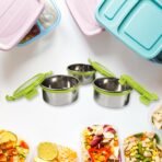 Stainless Steel Tiffin Lunch Box Container / Dabba with 4 Side Clip Lock Lid for Office & School Use/ Food Grade / Air Tight / Easy to Carry / Leak Proof - Image 5