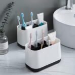 6-Compartment Multi-Purpose Organizer Toothbrush Holder Stand ? Versatile Plastic Caddy for Bathroom, Office, and Home Storage - Image 4