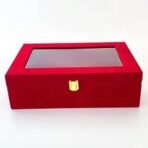 Present RED Storage Box with Transparent Lid ? Multipurpose Organizer Case with Gold Lock for Jewelry, Watches, Accessories, Keepsakes & Gifts - Image 5