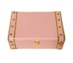 Present Pink Decorative Storage Trunk Box ? Wooden Organizer with Gold Metal Accents & Lock | Multipurpose Jewelry, Keepsake, Gift Box for Girls, Bedroom & Home D?cor - Image 3