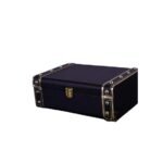 Present Luxury Black Decorative Storage Box ? Faux Leather Wooden Trunk with Gold Metal Studs & Lock | Multipurpose Organizer for Jewelry, Keepsakes, Gifts & Home D?cor