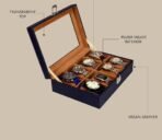 Presents Luxury 12-Slot Watch Box for Men & Women ? Lockable Leather Watch Organizer with Glass Lid, Soft Velvet Cushions, Premium Display & Storage Case for Watches (Blue) - Image 3