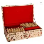 Velvet Bangle Box for Women ? Jewelry Storage Organizer with Compartments | Bridal Bangle Case for Wedding & Travel | Traditional Indian Bangle Holder Box(2 rod )