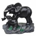 Elephant Showpiece Statue with Baby for Home Decor | Lucky & Decorative Figurine for Living Room Table, Shelf, or Gifting