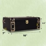 Present Luxury Black Decorative Storage Box ? Faux Leather Wooden Trunk with Gold Metal Studs & Lock | Multipurpose Organizer for Jewelry, Keepsakes, Gifts & Home D?cor - Image 3