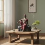 Unique Resting Buddha Statue - Pink/Red Robe Relaxing Gautam Buddha Idol on Rock Base for Home Decor, Garden, & Artistic Showpiece - Image 2