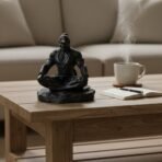 Black Meditating Hanuman Idol - Powerful Resin Statue of Lord Hanuman in Yoga Mudra for Home Temple, Car Dashboard, & Modern Spiritual Decor - Image 3