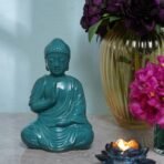 Teal Meditating Buddha Statue - Serene Resin Idol in Dhyana Mudra for Home Decor, Zen Garden, Yoga Studio, & Spiritual Gifts - Image 4