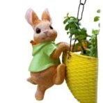 Adorable Bunny Planter Hugger Statue - Climbing Rabbit Garden Decor Figurine - Resin Hanger for Pots, Baskets, Fairy Garden, or Home