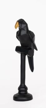 Modern Geometric Parrot Statue - Abstract Origami Style Black & Gold Figurine - Contemporary Resin Bird Sculpture for Home Decor or Office - Image 3